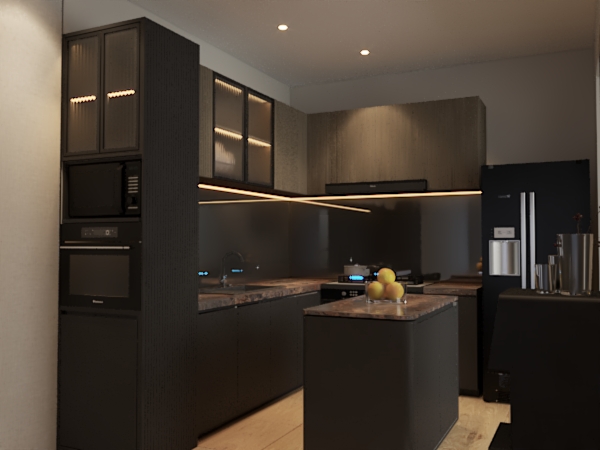 Interior Dapur (Kitchen Set) dan Ruang Makan Grand Sunrise Menganti Gresik - Custom Furniture Perumahan Grand Sunrise Cluster Freia, Gresik, Jawa Timur