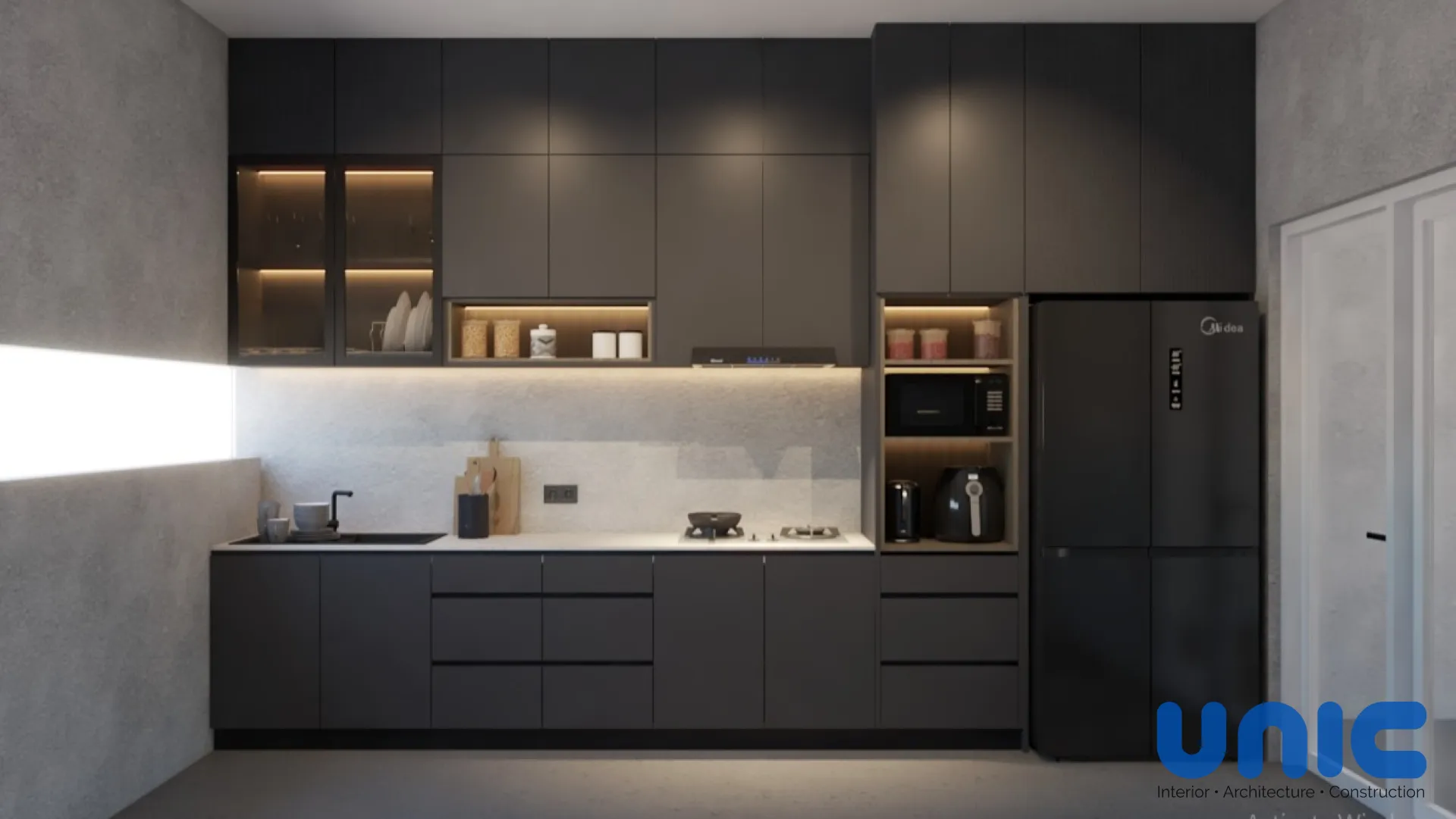 Kitchen Set Industrial Modern Eksklusif di Grand Harvest Cluster Arcadia, Surabaya - Custom Furniture Perumahan Grand Harvest, Cluster Arcadia, Surabaya